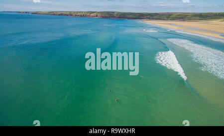 Vedute aeree di Freshwater West Beach, Pembrokeshire, Galles Foto Stock