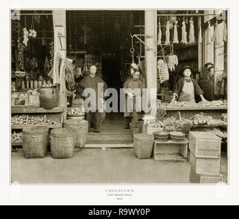 Chinatown di San Francisco, California, Stati Uniti, antichi fotografia americana, 1893 Foto Stock