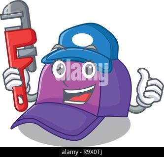 Plumber cappello da baseball in forma cartoon bella Illustrazione Vettoriale