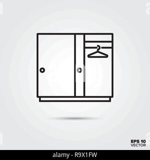 Guardaroba line icona illustrazione vettoriale. Home decorazione d'interni e simbolo. Illustrazione Vettoriale