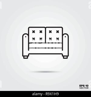 Il lettino line icona illustrazione vettoriale. Home decorazione d'interni e simbolo. Illustrazione Vettoriale