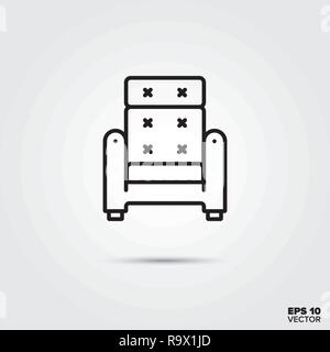Poltrona line icona illustrazione vettoriale. Home decorazione d'interni e simbolo. Illustrazione Vettoriale