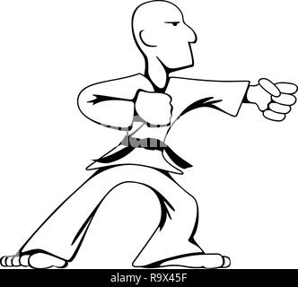 Arti marziali Karate Guy Cartoon illustrazione vettoriale Illustrazione Vettoriale