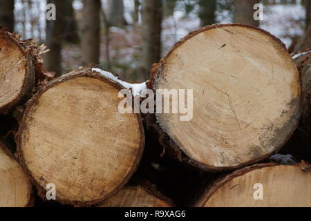 Neve su registri Foto Stock
