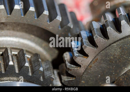 Motore ruote dentate, background industriale. Foto Stock