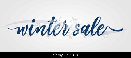 Inverno vendita handlettering iscrizione. Banner o poster. Illustrazione Vettoriale Illustrazione Vettoriale