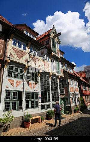 Incorniciato case nella città vecchia di Lauenburg / Elba, Schleswig-Holstein, Germania, Europa Foto Stock