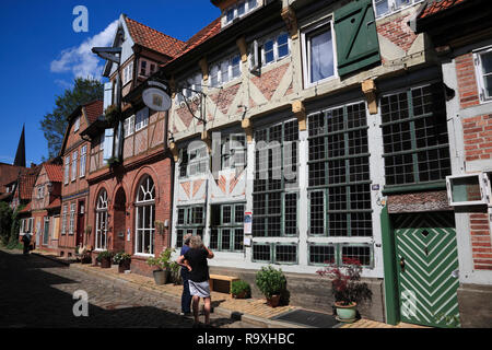 Incorniciato case nella città vecchia di Lauenburg / Elba, Schleswig-Holstein, Germania, Europa Foto Stock