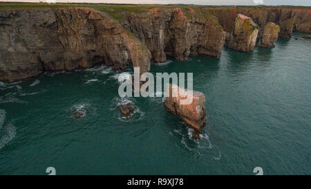 Vedute aeree di Ponte Verde del Galles, Castlemartin, Pembrokeshire Foto Stock