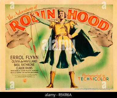 Le avventure di Robin Hood (Warner Brothers, 1938). Titolo scheda Lobby Poster / Lobby Card Errol Flynn Riferimento File # 33635 965THA Foto Stock