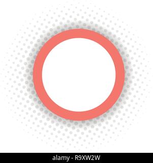 Vettore semplice cerchio in color corallo e Effetto mezzitoni isolato su bianco. Illustrazione Vettoriale