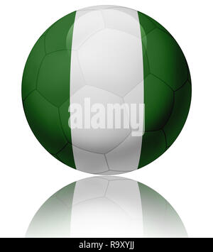 La texture della Nigeria bandiera lucida sul pallone da calcio Foto Stock