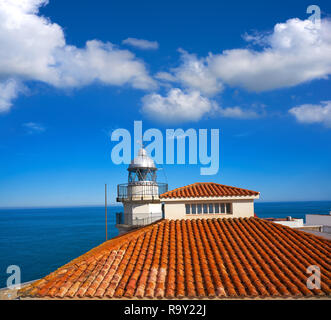 Peniscola faro in Castellon del Mediterraneo Spagna Foto Stock