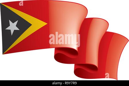 Timor est bandiera, illustrazione vettoriale su sfondo bianco Illustrazione Vettoriale