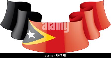 Timor est bandiera, illustrazione vettoriale su sfondo bianco Illustrazione Vettoriale