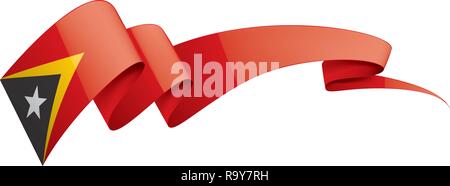 Timor est bandiera, illustrazione vettoriale su sfondo bianco Illustrazione Vettoriale