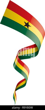 Il Ghana bandiera, illustrazione vettoriale su sfondo bianco Illustrazione Vettoriale