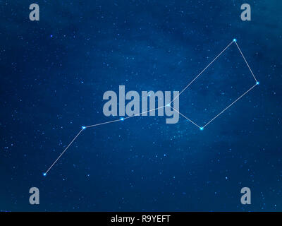 Davvero il cielo del nord con grande costellazione del bilanciere con linee. Orsa Maggiore o il grande orso in inverno stellato cielo notturno. Foto Stock