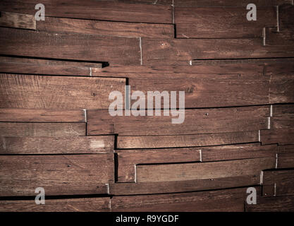 Il vecchio pannello di legno marrone listone come sfondo Foto Stock