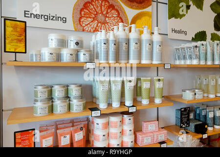 Fort ft. Lauderdale Florida,Pembroke Pines,Negozi al centro commerciale Pembroke Gardens,prodotti cosmetici Origins,cura della pelle,interni,vendita esposizione,FL18 Foto Stock