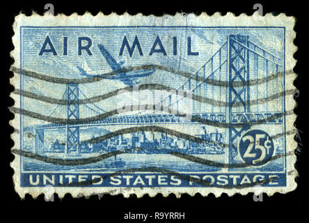 Con timbro postale timbro da Stati Uniti d'America (USA) nel servizio di posta aerea serie 1941-1949 Foto Stock