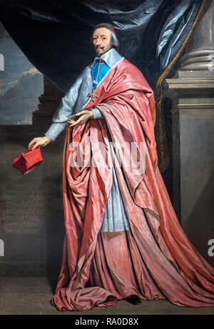 Armand Jean du Plessis, Cardinal-Duke di Richelieu e di Fronsac (1585-1642), a cui viene comunemente fatto riferimento come il Cardinale Richelieu, era un ecclesiastico francese, il nobile e statista e il re Luigi XIII a capo del ministro. Ritratto di Philippe de Champaigne, olio su tela, c.1635-40 Foto Stock