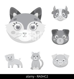 Coniglio,dog,fumetto,cibo,Casa,animale,habitat,Casa,agriturismo,divertente,giardino,fienile,village,carino,razza,impostare,vettore,icona,immagine,isolato,raccolta,design,l'elemento,graphic,segno,mono,grigio, Vettori vettore , Illustrazione Vettoriale