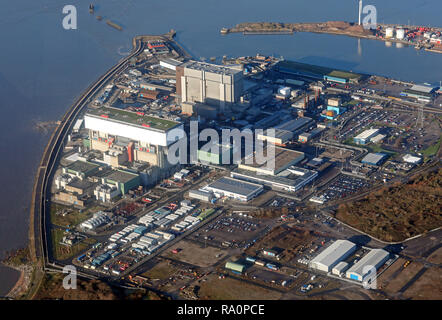 Vista aerea della centrale nucleare di Heysham Power Station Foto Stock