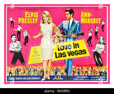 VIVA LAS VEGAS ("AMORE IN LAS VEGAS') Vintage Elvis Presley Film Cinema Poster musicale 1964 titolo alternativo ''Amore in Las Vegas' starring Elvis Presley Ann Margret, Cesare Danova, William Demarest diretto da George Sidney scritto da Sally Benson. Prodotto da Jack Cummings/George Sidney 1960 USA in Gran Bretagna, sia il film e la sua colonna sonora sono stati venduti come amore a Las Vegas per evitare un conflitto con un nome simile diversi ' Viva Las Vegas Movie NEL REGNO UNITO Foto Stock