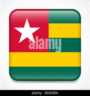 Bandiera del Togo. Piazza badge lucida Illustrazione Vettoriale