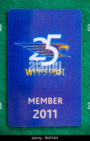 West Coast Eagles Football Club membership card per l'anno 2001. Foto Stock