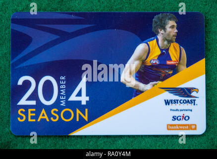 West Coast Eagles Football Club membership card per l'anno 2001. Foto Stock