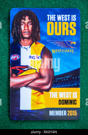 West Coast Eagles Football Club membership card per l'anno 2001. Foto Stock