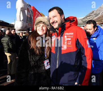 Foto LaPresse/Stefano Cavicchi 29/12/2018 a Bormio Italia italiano Matteo Salvini a Bormio per il SuperG traduzione di sci alpino.nella foto: Matteo Salvini Foto Stock