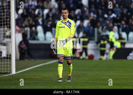 Torino, Italia. 29 ottobre, 2018. Emil Audero di UC Sampdoria in azione durante la serie di una partita di calcio tra Juventus e UC Sampdoria. Credito: Marco Canoniero/Alamy Live News Foto Stock