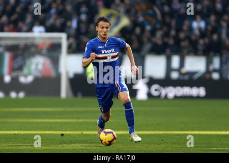 Torino, Italia. 29 ottobre, 2018. Albin Ekdal di UC Sampdoria in azione durante la serie di una partita di calcio tra Juventus e UC Sampdoria. Credito: Marco Canoniero/Alamy Live News Foto Stock