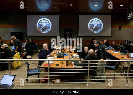 Laurel, Maryland, USA, 29 dicembre, 2018: la Johns Hopkins University Applied Physics Laboratory (APL) Missione Operations Center e Scienza Centro operazioni per preparare il suo spazio interplanetario sonda nuovi orizzonti volo di un Kuiper Belt object ultima Thule. Nuovi Orizzonti è programmato per arrivare a ultima Thule su 05:33 UTC, 1st, Gennaio 2019. Credito: B Christopher/Alamy Live News Foto Stock