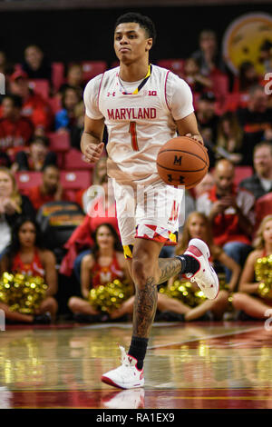 Maryland, Stati Uniti d'America. 29 Dic, 2018. ANTHONY COWAN JR (1) in azione durante il gioco presso Centro XFINITY in College Park, Maryland. Credito: Amy Sanderson/ZUMA filo/Alamy Live News Foto Stock