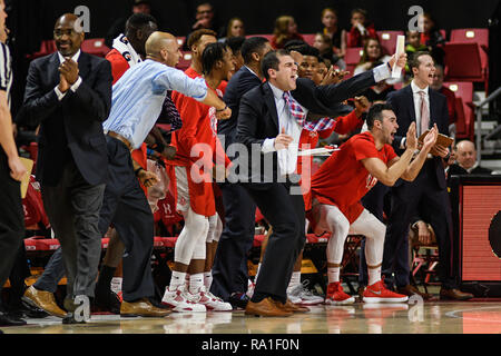 Maryland, Stati Uniti d'America. 29 Dic, 2018. Il banco di Radford cheers durante il gioco presso Centro XFINITY in College Park, Maryland. Credito: Amy Sanderson/ZUMA filo/Alamy Live News Foto Stock