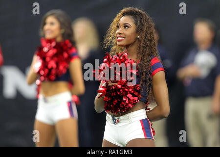 Houston, Stati Uniti d'America. Il 30 dicembre 2018. A Houston Texans cheerleader stand durante l'inno nazionale prima della NFL stagione regolare il gioco tra la Houston Texans e Jacksonville Jaguars a NRG Stadium di Houston, TX su dicembre 30, 2018. Credito: Erik Williams/ZUMA filo/Alamy Live News Foto Stock