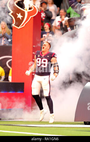 Houston, Stati Uniti d'America. Il 30 dicembre 2018. Houston Texans difensivo fine J.J. Watt (99) entra nel campo durante le presentazioni pregame prima della NFL stagione regolare il gioco tra la Houston Texans e Jacksonville Jaguars a NRG Stadium di Houston, TX su dicembre 30, 2018. Credito: Erik Williams/ZUMA filo/Alamy Live News Foto Stock
