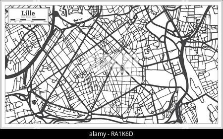 Lille Francia Mappa della città in stile retrò. Mappa di contorno. Illustrazione Vettoriale. Illustrazione Vettoriale