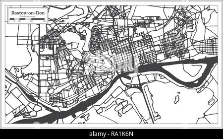 Rostov sul Don Russia Mappa della città in stile retrò. Mappa di contorno. Illustrazione Vettoriale. Illustrazione Vettoriale