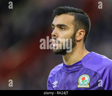 Il 29 dicembre 2018, Bramall Lane, Sheffield, Inghilterra; Sky scommessa campionato, Sheffield United vs Blackburn ; David Raya (01) di Blackburn durante il gioco Credito: Mark Cosgrove/News immagini English Football League immagini sono soggette a licenza DataCo Foto Stock