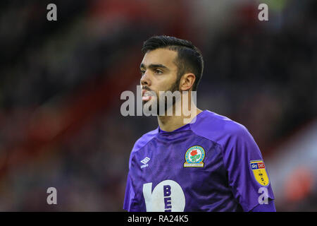 Il 29 dicembre 2018, Bramall Lane, Sheffield, Inghilterra; Sky scommessa campionato, Sheffield United vs Blackburn ; David Raya (01) di Blackburn durante il gioco Credito: Mark Cosgrove/News immagini English Football League immagini sono soggette a licenza DataCo Foto Stock