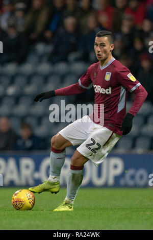 Aston Villa di Anwar El Ghazi 29 dicembre 2018, Deepdale, Preston, Inghilterra; Sky scommessa campionato, Preston North End vs Aston Villa ; credito: Terry Donnelly/News immagini English Football League immagini sono soggette a licenza DataCo Foto Stock