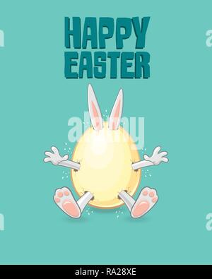 Pasqua greeting card - Happy Easter Bunny uscire a base di uova Illustrazione Vettoriale