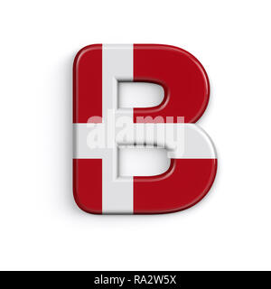 Danimarca Lettera B - grande 3d bandiera danese font isolati su sfondo bianco. Questo alfabeto è la soluzione ideale per creative illustrazioni correlate ma non limitato Foto Stock