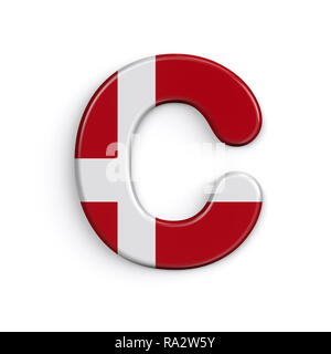 Danimarca Lettera C - grande 3d bandiera danese font isolati su sfondo bianco. Questo alfabeto è la soluzione ideale per creative illustrazioni correlate ma non limitato Foto Stock
