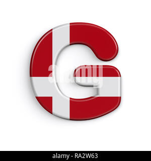Danimarca Lettera G - grande 3d bandiera danese font isolati su sfondo bianco. Questo alfabeto è la soluzione ideale per creative illustrazioni correlate ma non limitato Foto Stock